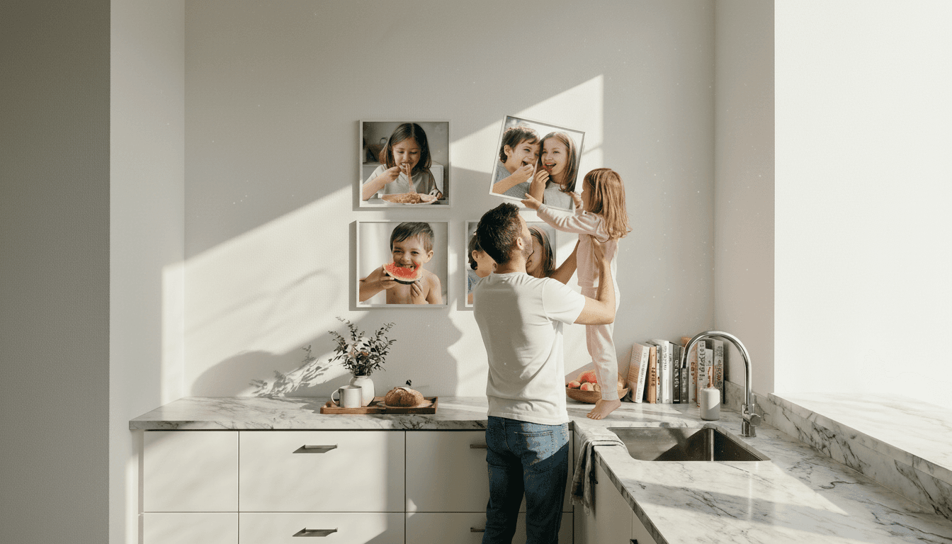 Family photo wall as a personalized gift
